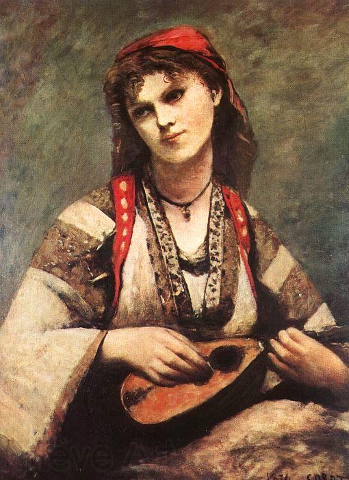  Jean Baptiste Camille  Corot Gypsy with a Mandolin
